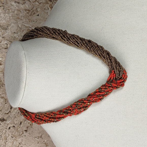 Two Tone Multi Strand Glass Seed Bead Necklace - Picture 2 of 6